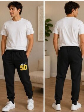Peanuts Black Joggers with Yellow '50' Graphic